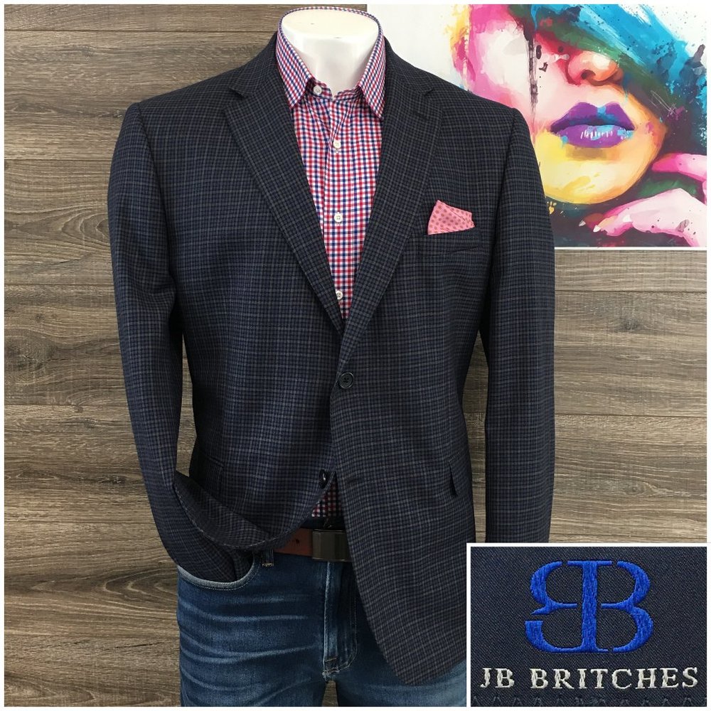 JB Britches Men's Suit Jacket Blazer Sport Coat Two Button Fine Wool Size 46R